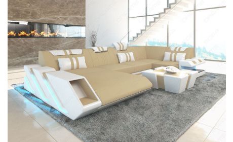 Polstersofa Wohnlandschaft Apollonia U Form Mikrofaser in beige - Mineva4