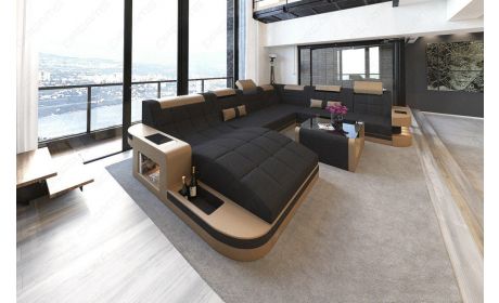 Mini Stoff Wohnlandschaft Wave XL – Materialmix