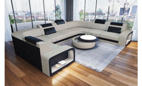 Elegante Polster-Wohnlandschaft Foggia U Form Mini