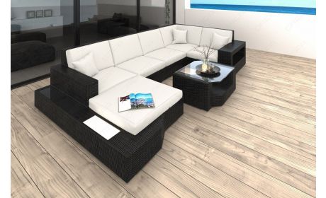 Rattan Sofa Messana U-Form – Creme