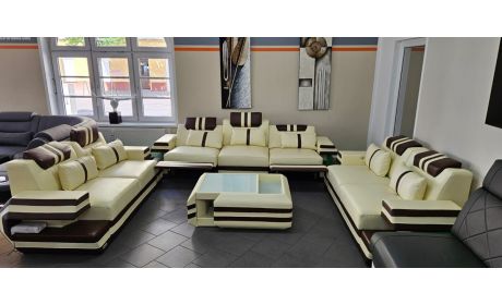 Büffelleder Garnitur Ravenna 3-2-2 mit Tisch - Outlet