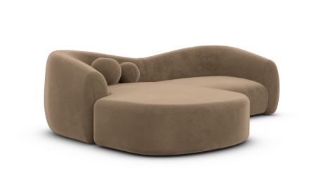 Stoffcouch Murcia L Form kurz Samt Braun - Outlet