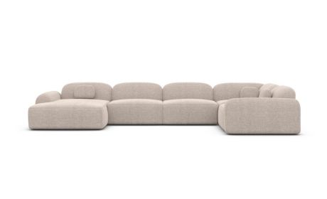 Stoff Wohnlandschaft Barcelona U Form Struktur Beige - Outlet