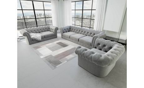 Samtstoff Sofa Garnitur Vicenza 3-2-1