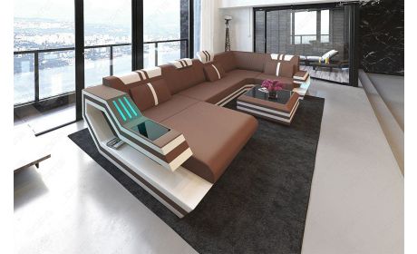 Stoff-Wohnlandschaft Ravenna U-Form LED