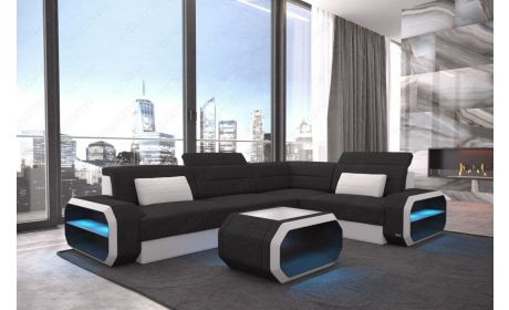 Polster Ecksofa Verona L Form in schwarz - Hugo14