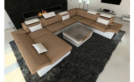 Stoff Wohnlandschaft Enzo XXL in cappuccino - Mineva6