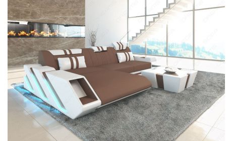 Polster Ecksofa Apollonia L Form Mikrofaser in hellbraun - Mineva5