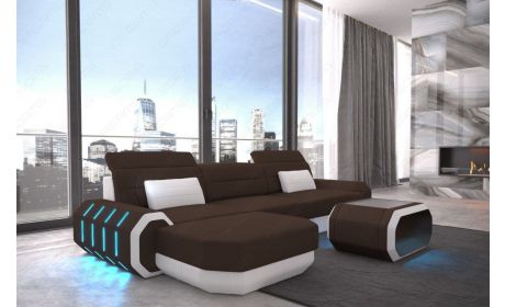 Design Stoffsofa Roma L-Form, Led
