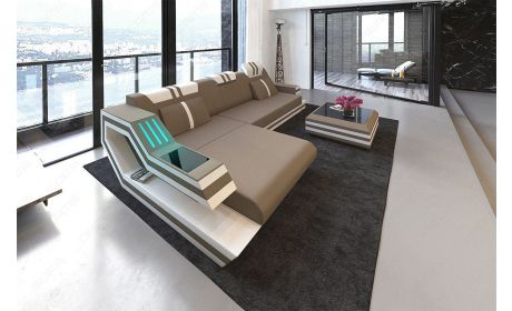 Polstersofa Materialmix Ravenna L-Form LED