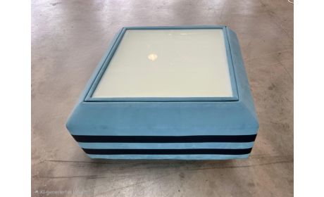 Polster Couchtisch Ravenna Samtstoff Hellblau mit LED - Outlet