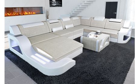 Designer Stoff-Wohnlandschaft Palermo XL LED