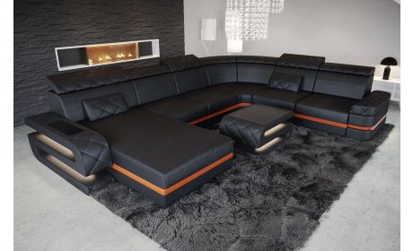 XXL Wohnlandschaft Bologna aus Leder – Luxuriös