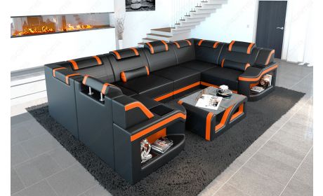 Leder Wohnlandschaft Padua U – Elegantes Sofa