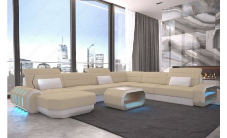 XL Stoff Wohnlandschaft Roma mit LED