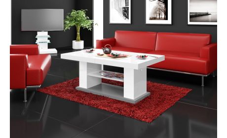 Holz Couchtisch Madrid in weiss hochglanz