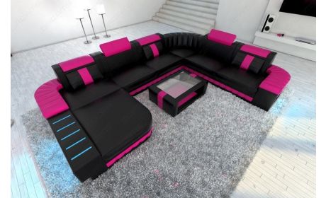 XXL Leder Wohnlandschaft Bellagio mit LED