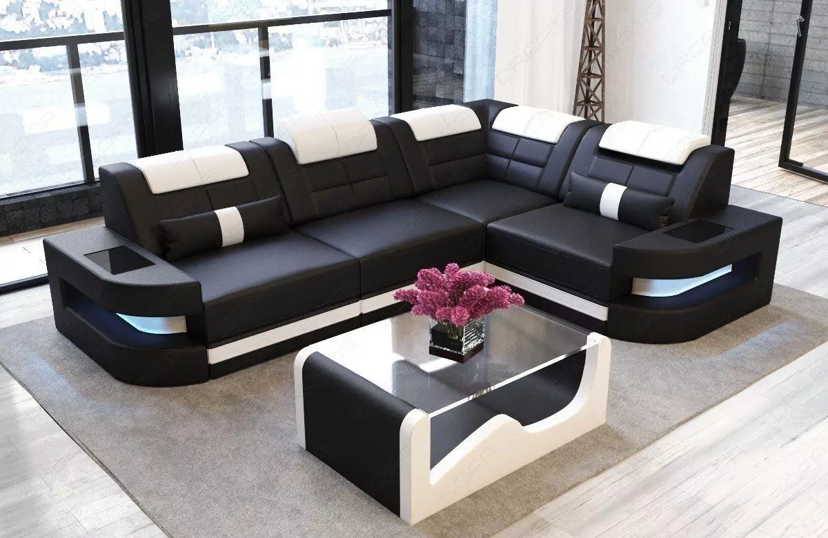 Designersofa Como L-Form Leder