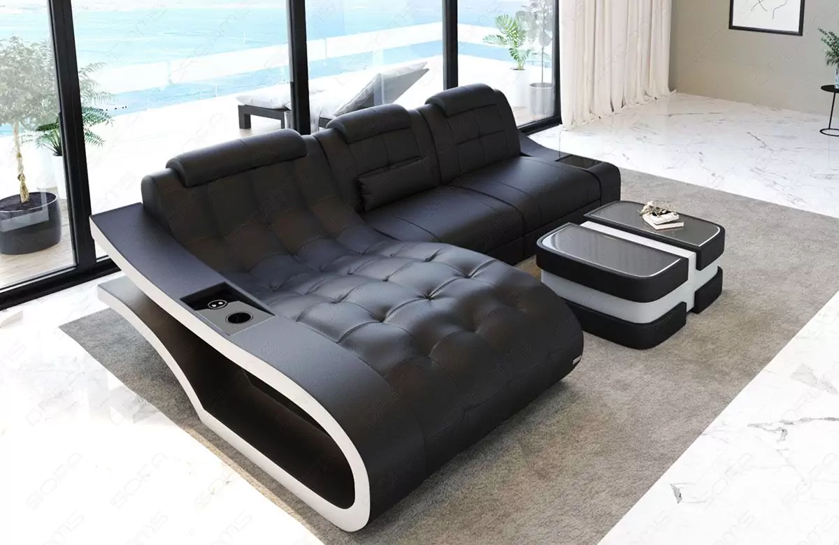 Ledersofa Elegante L-Form Mini