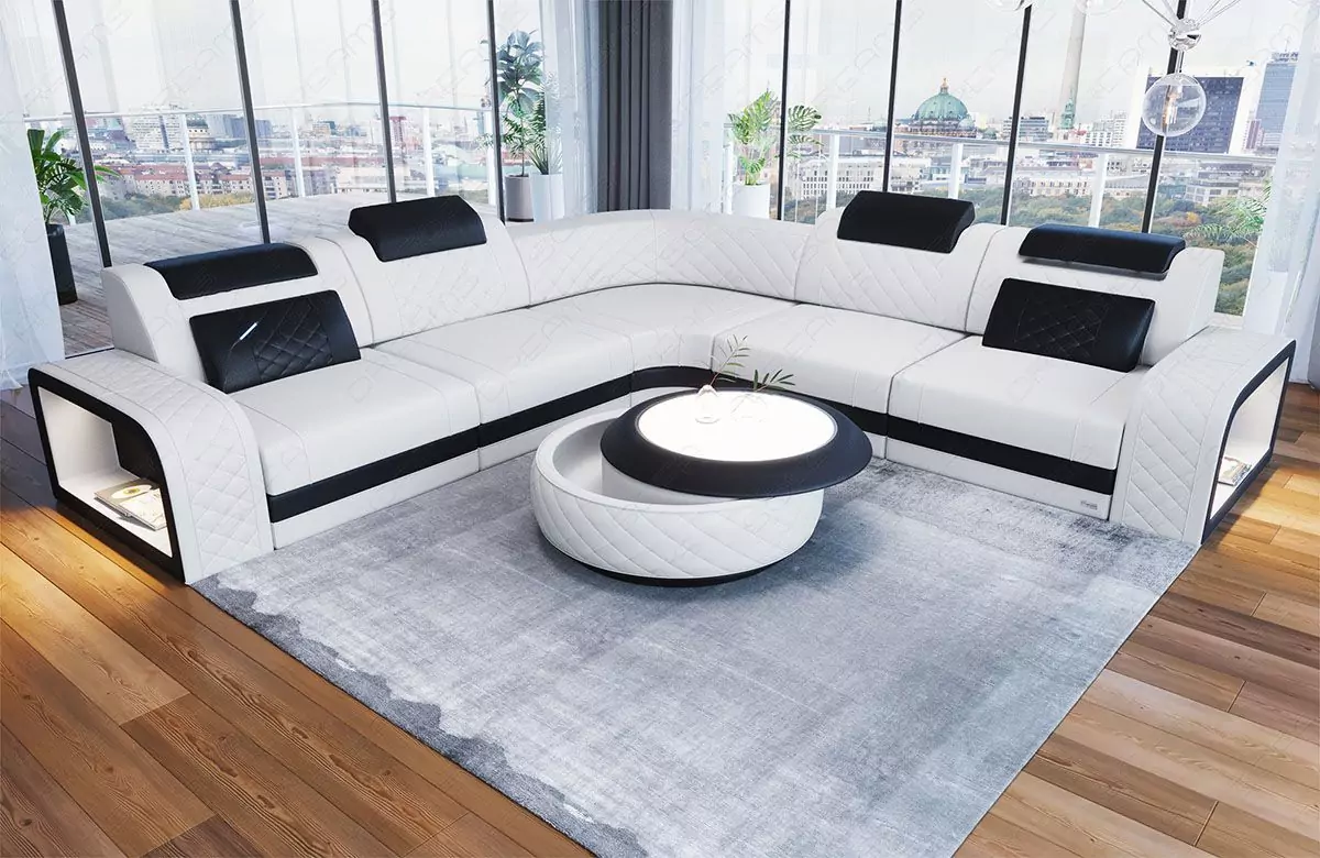 Ledersofa Foggia L-Form Mini