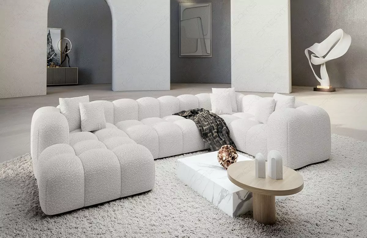 Wohnlandschaft Formentera U-Form Bouclé