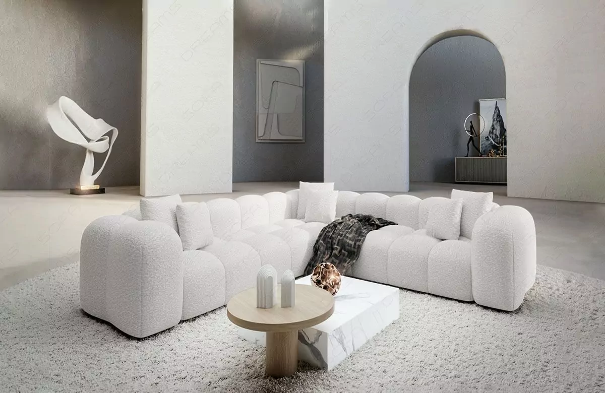 Polster-Ecksofa Formentera L-Form Bouclé